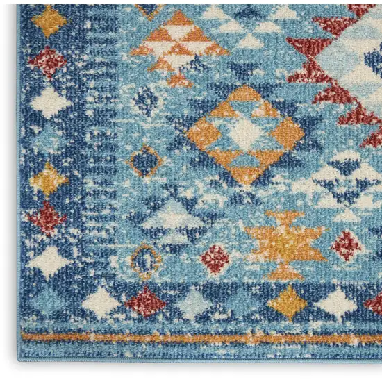 Blue And Orange Geometric Area Rug Photo 8
