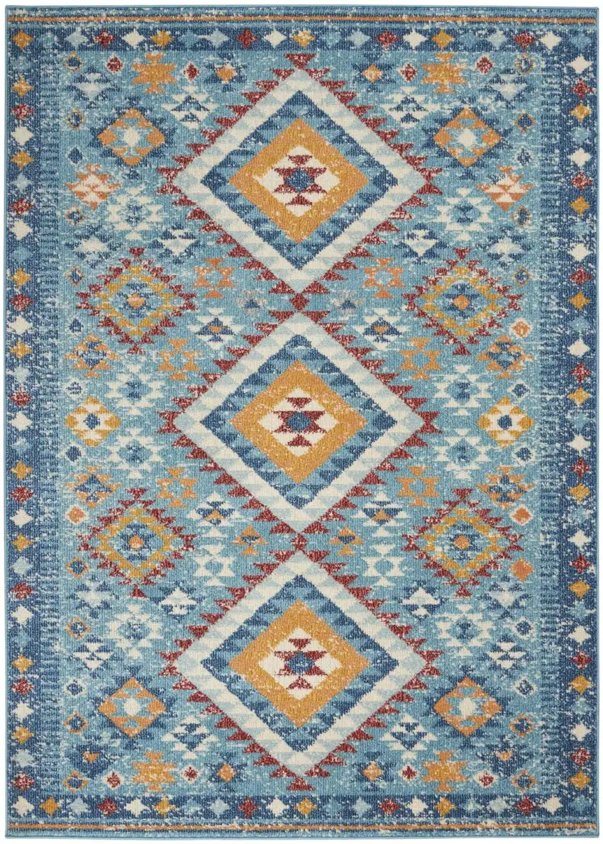 Blue And Orange Geometric Area Rug Photo 8