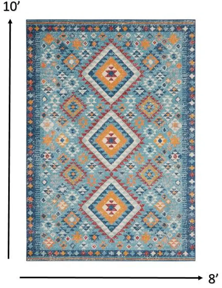 Blue and Multi Diamonds Area Rug Photo 8