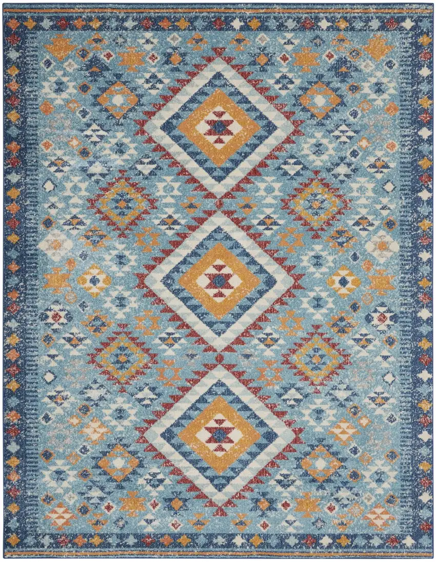 Blue and Multi Diamonds Area Rug Photo 1