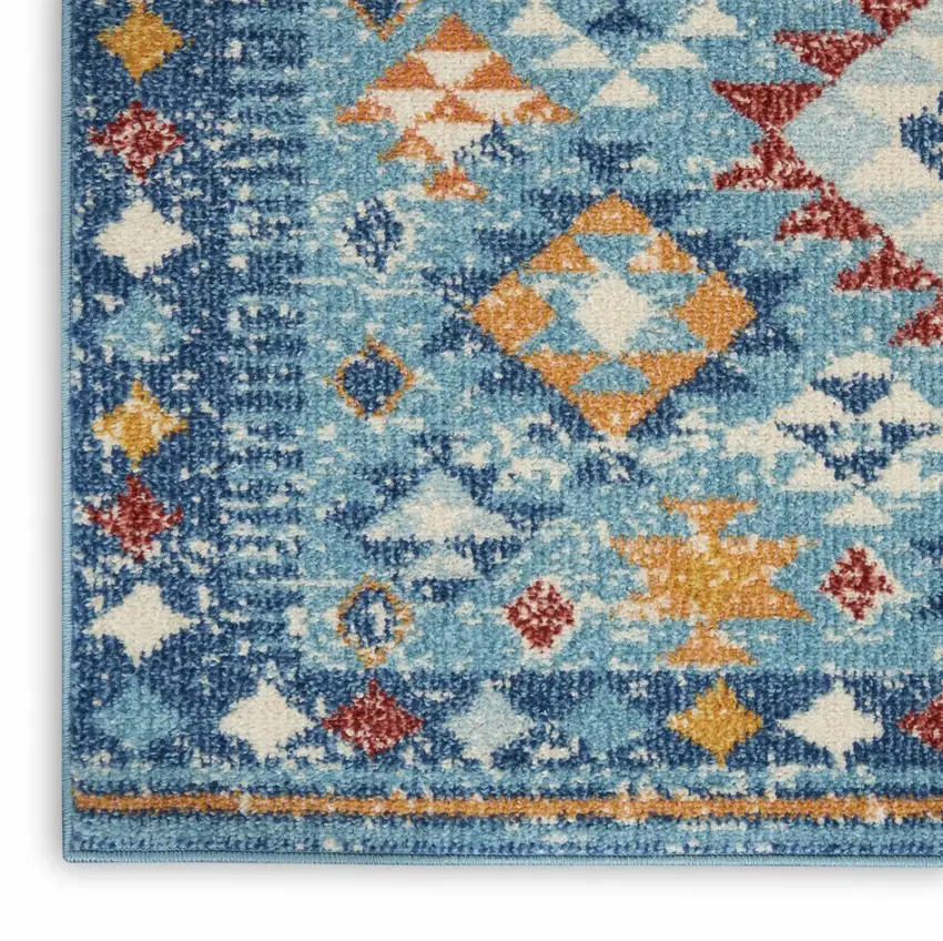 Blue and Multi Diamonds Runner Rug Photo 4