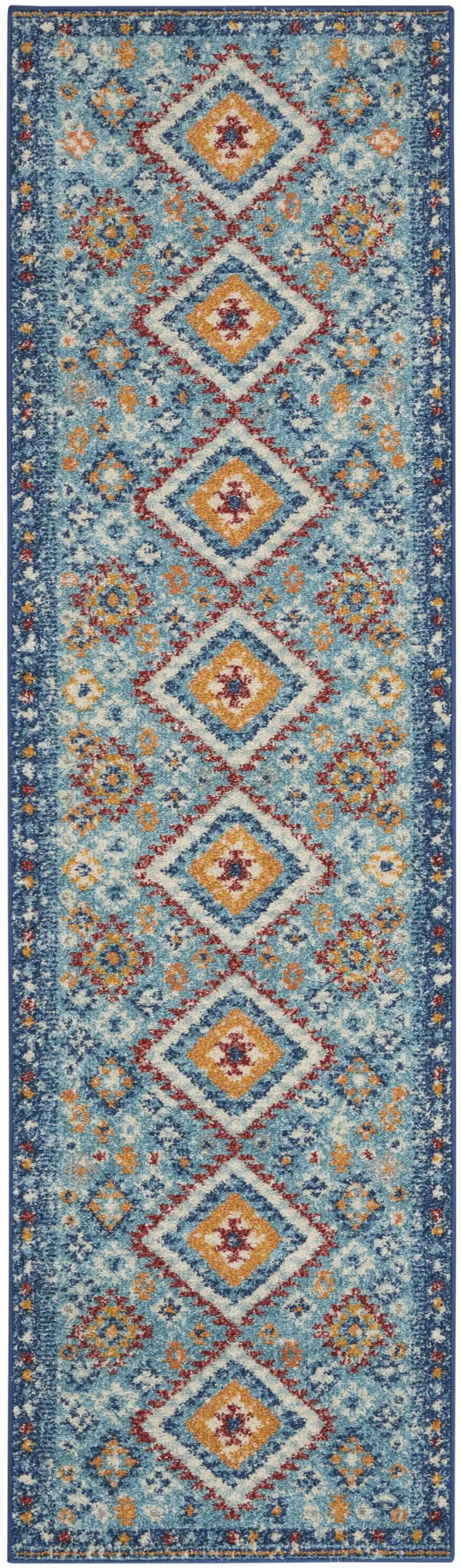 Blue and Multi Diamonds Runner Rug Photo 1
