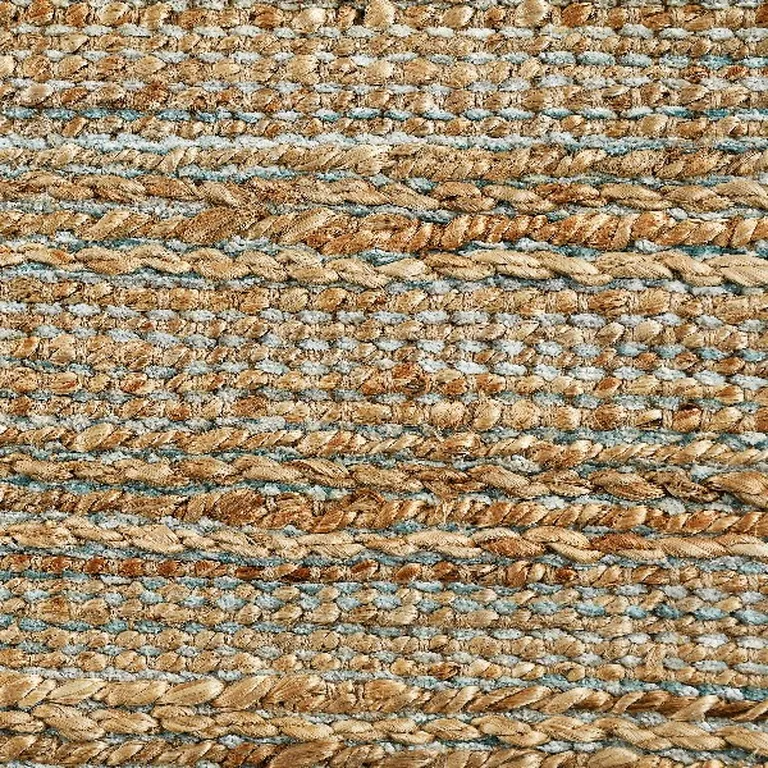 Blue and Natural Braided Jute Area Rug Photo 2