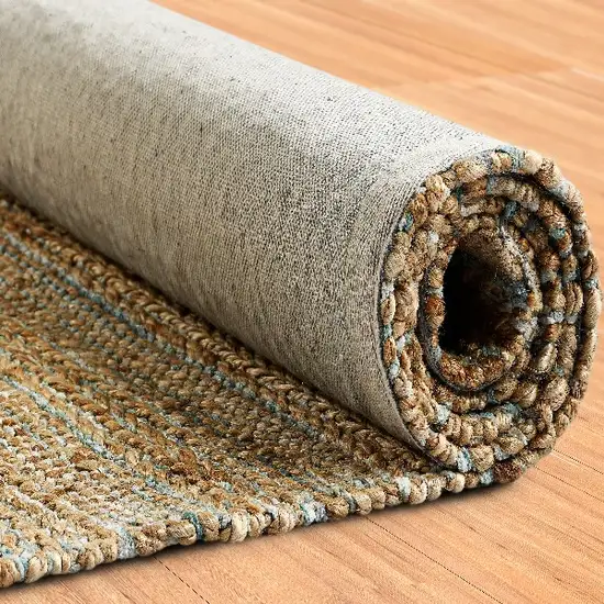 Blue and Natural Braided Jute Area Rug Photo 6
