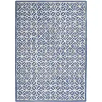 Photo of Blue and Off White Geometric Hand Tufted Area Rug