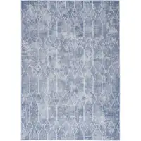 Photo of Blue and Off White Geometric Power Loom Washable Area Rug