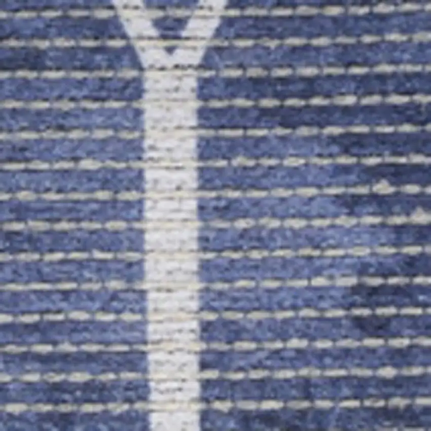 Blue and Off White Geometric Power Loom Washable Area Rug Photo 1