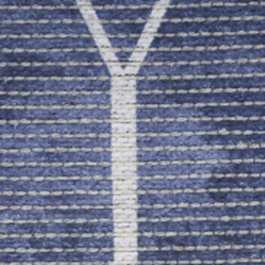 Blue and Off White Geometric Power Loom Washable Area Rug Photo 4