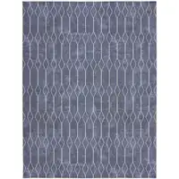 Photo of Blue and Off White Geometric Power Loom Washable Area Rug
