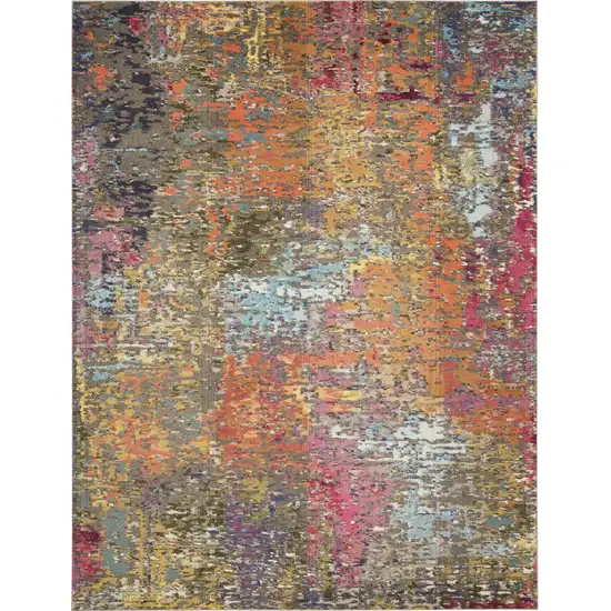 Blue and Orange Abstract Non Skid Area Rug Photo 7