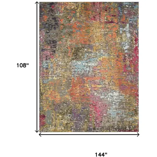 Blue and Orange Abstract Non Skid Area Rug Photo 3