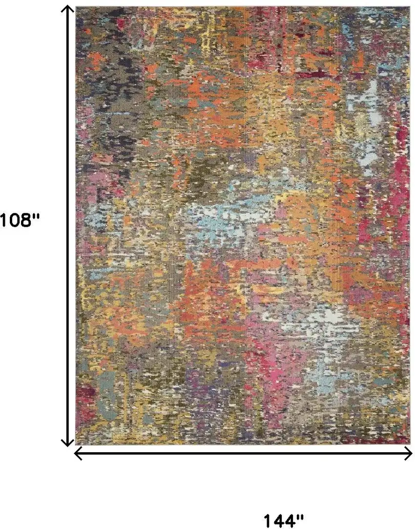 Blue and Orange Abstract Non Skid Area Rug Photo 3