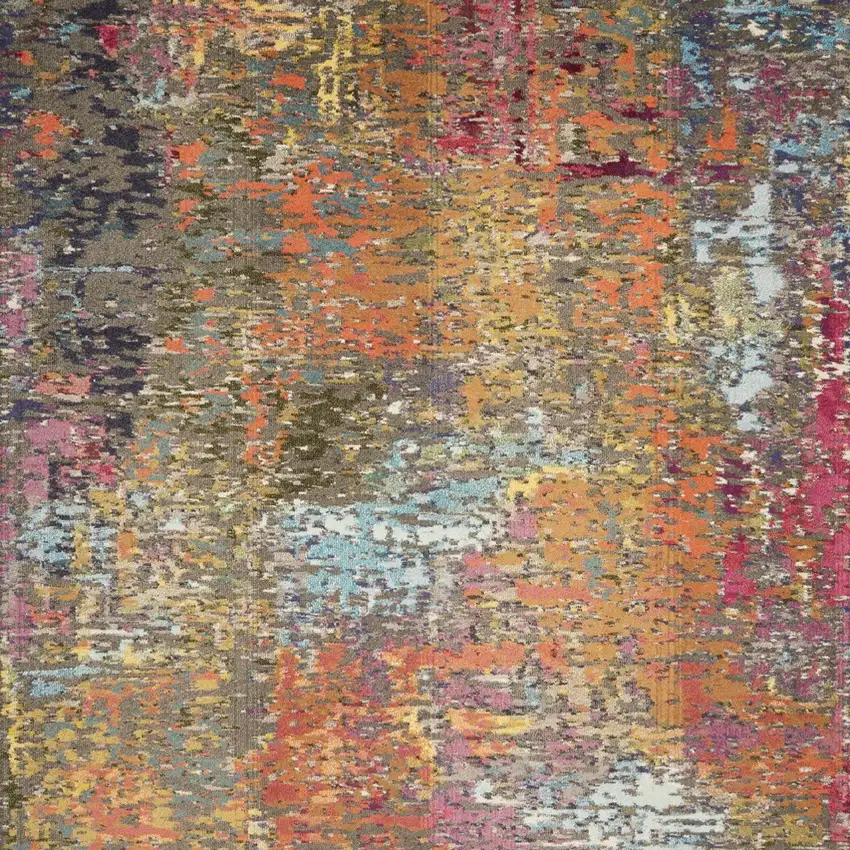 Blue and Orange Abstract Non Skid Area Rug Photo 8