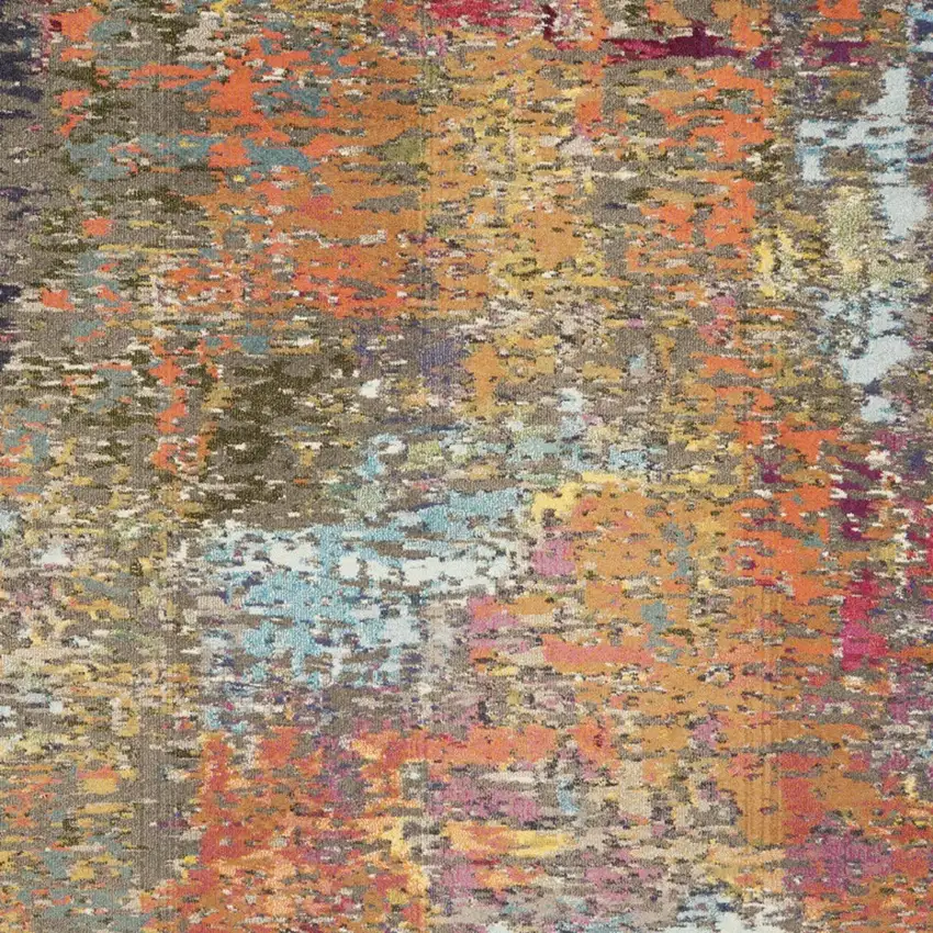 Blue and Orange Abstract Non Skid Area Rug Photo 8