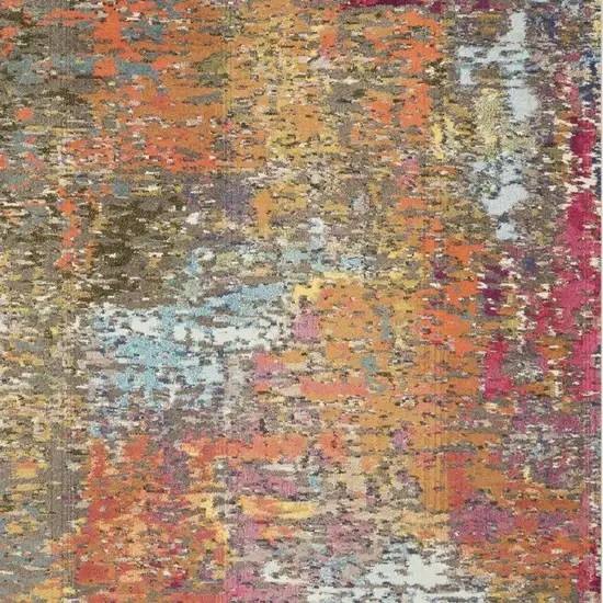 Blue and Orange Abstract Non Skid Area Rug Photo 2