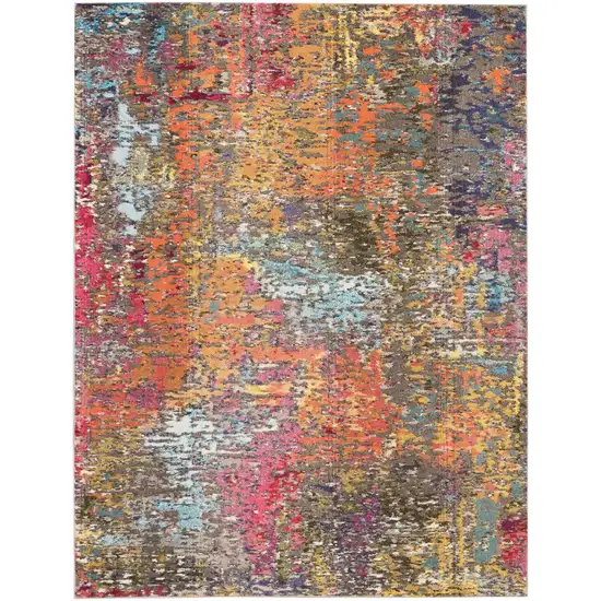 Blue and Orange Abstract Non Skid Area Rug Photo 1