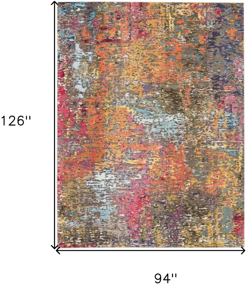 Blue and Orange Abstract Non Skid Area Rug Photo 3