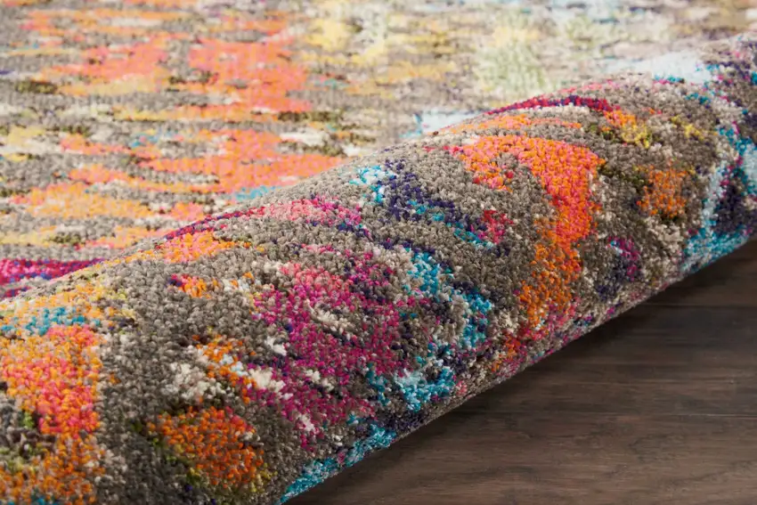 Blue and Orange Abstract Non Skid Area Rug Photo 5