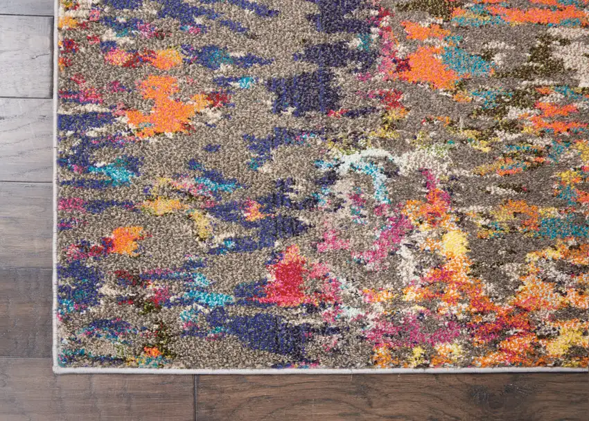 Blue and Orange Abstract Non Skid Area Rug Photo 4