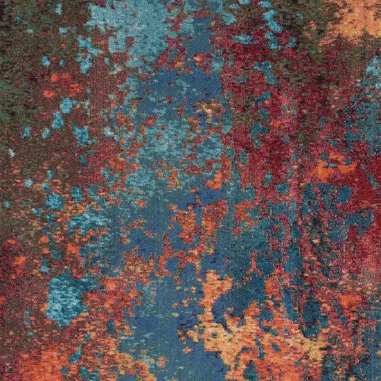 Blue and Orange Abstract Power Loom Area Rug Photo 4