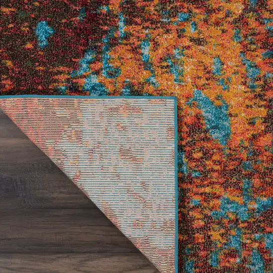 Blue and Orange Abstract Power Loom Area Rug Photo 8
