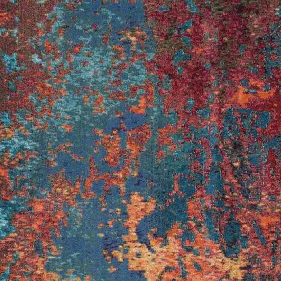 Blue and Orange Abstract Power Loom Area Rug Photo 2