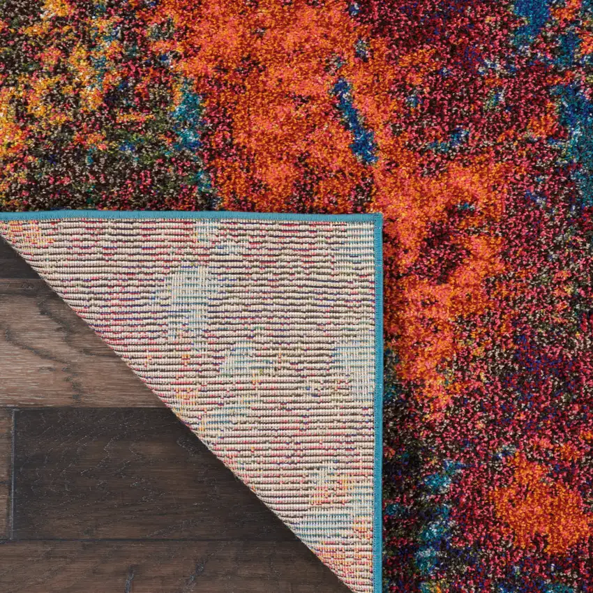 Blue and Orange Abstract Power Loom Area Rug Photo 8