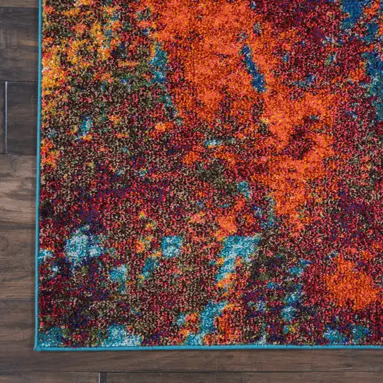 Blue and Orange Abstract Power Loom Area Rug Photo 9