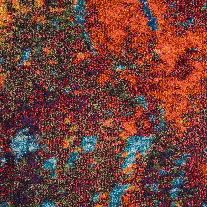Blue and Orange Abstract Power Loom Area Rug Photo 8