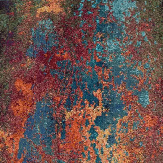 Blue and Orange Abstract Power Loom Area Rug Photo 4