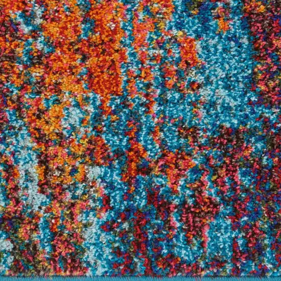 Blue and Orange Abstract Power Loom Area Rug Photo 3