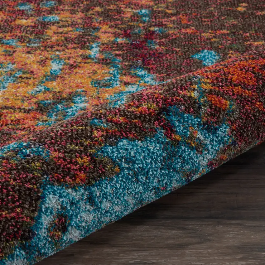 Blue and Orange Abstract Power Loom Area Rug Photo 7