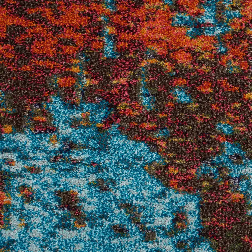 Blue and Orange Abstract Power Loom Area Rug Photo 9