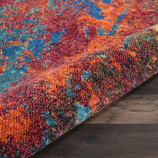 Blue and Orange Abstract Power Loom Area Rug Photo 7