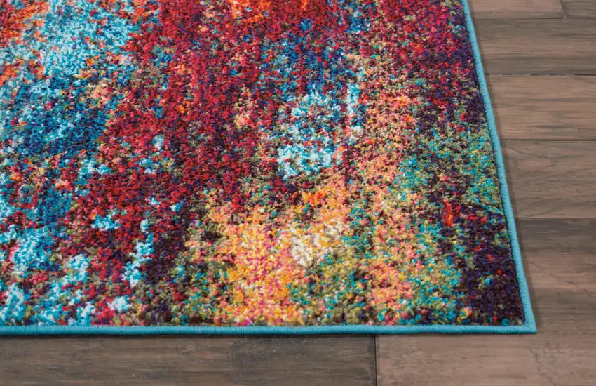 12' Blue And Orange Abstract Runner Rug Photo 9