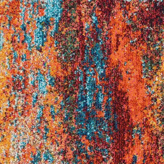 12' Blue And Orange Abstract Runner Rug Photo 2