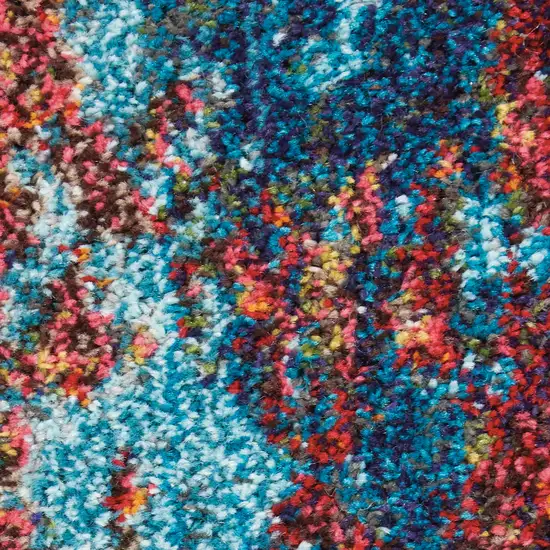 12' Blue And Orange Abstract Runner Rug Photo 6