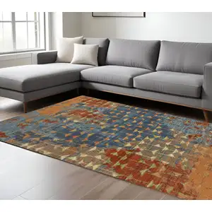 Photo of Blue and Orange Area Rug