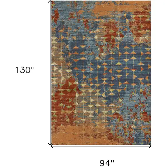 Blue Red And Orange Abstract Area Rug Photo 3