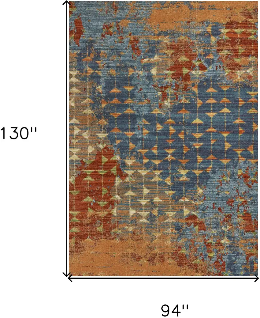 Blue and Orange Area Rug Photo 3