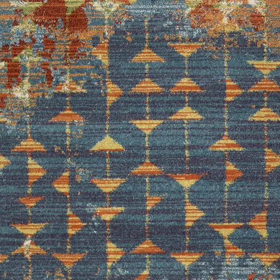 Blue Red And Orange Abstract Area Rug Photo 5