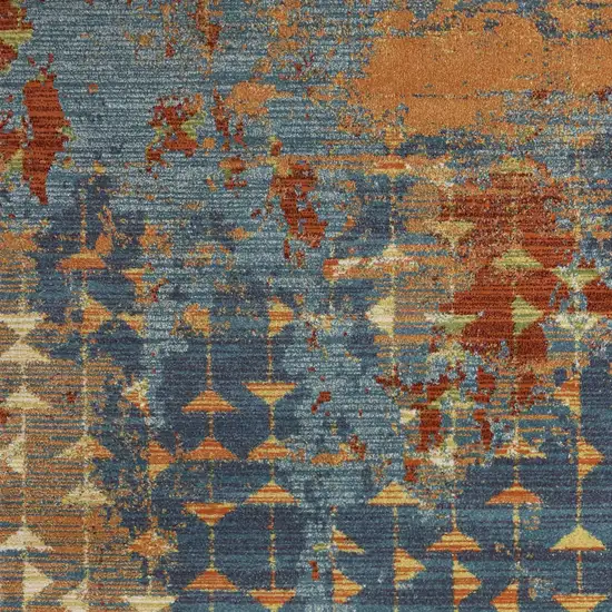 Blue Red And Orange Abstract Area Rug Photo 6