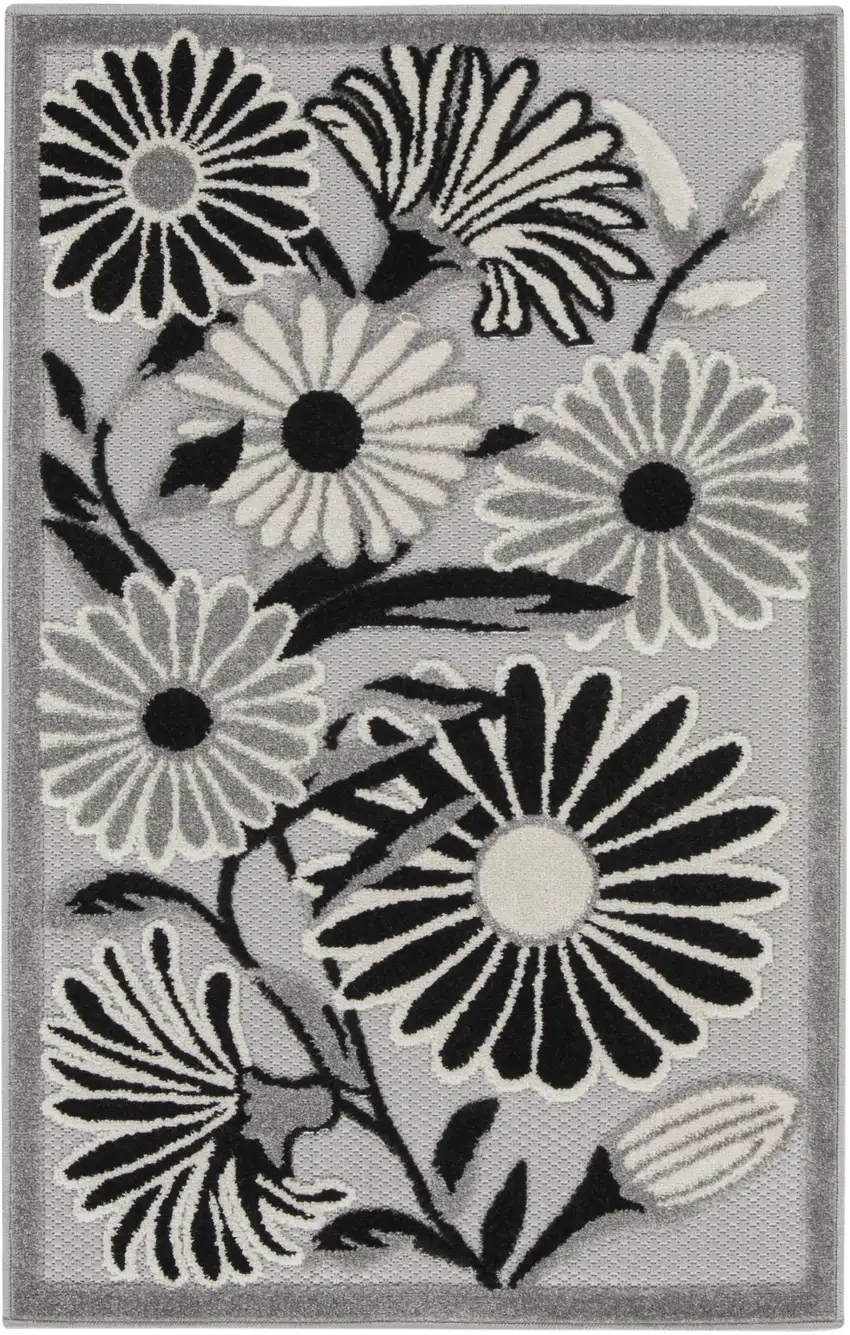 Blue and Orange Floral Power Loom Area Rug Photo 1