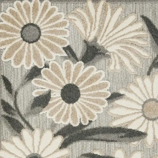 Beige Floral Indoor Outdoor Area Rug Photo 8