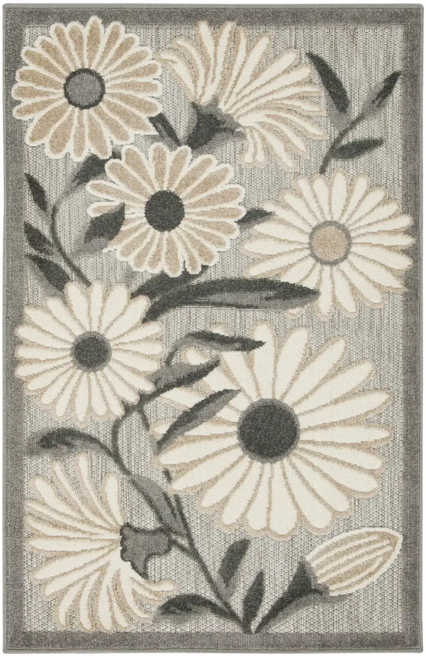 Blue and Orange Floral Power Loom Area Rug Photo 1