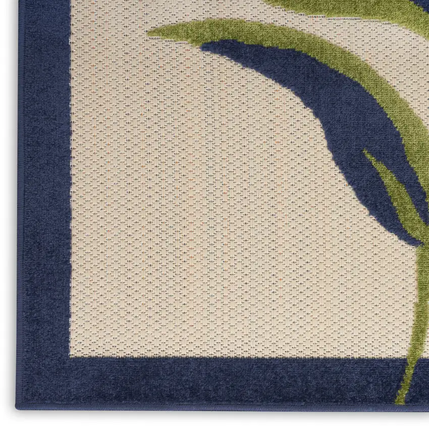 Ivory Orange and Blue Floral Indoor Outdoor Area Rug Photo 6