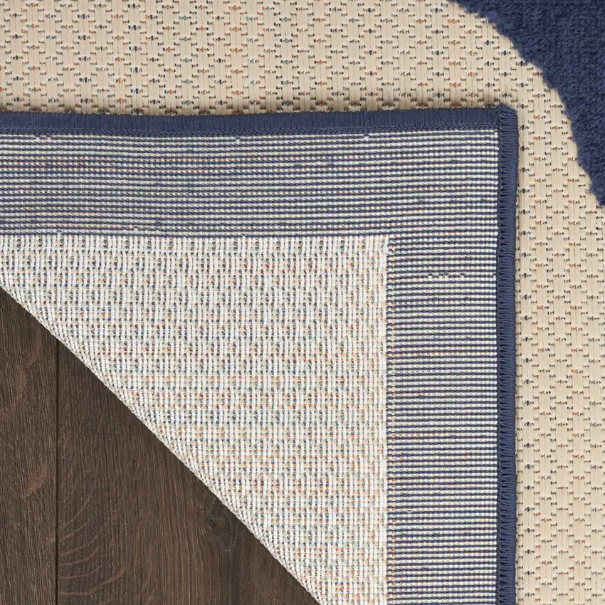 Blue and Orange Floral Power Loom Area Rug Photo 5