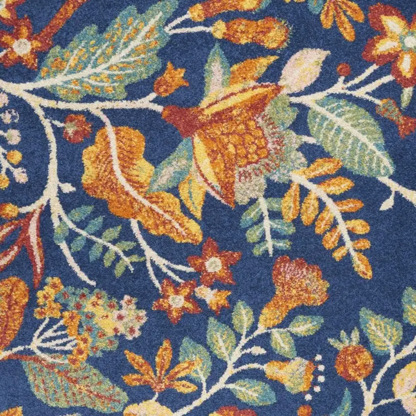 Orange Red And Blue Floral Area Rug Photo 4