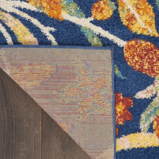 Orange Red And Blue Floral Area Rug Photo 8