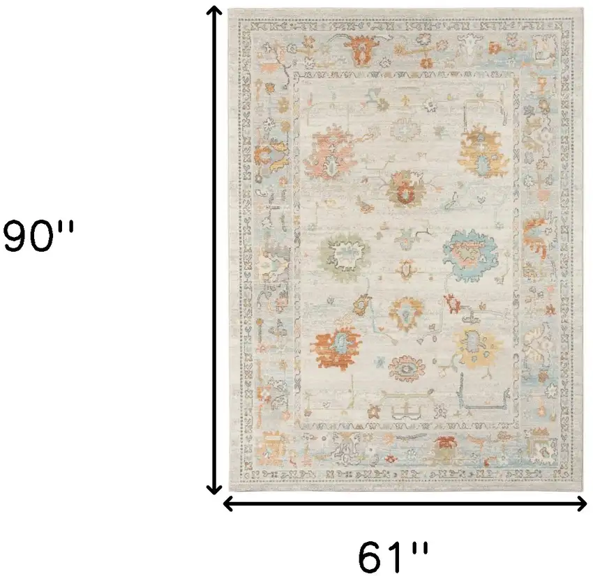 Blue and Orange Floral Stain Resistant Indoor Outdoor Area Rug Photo 8